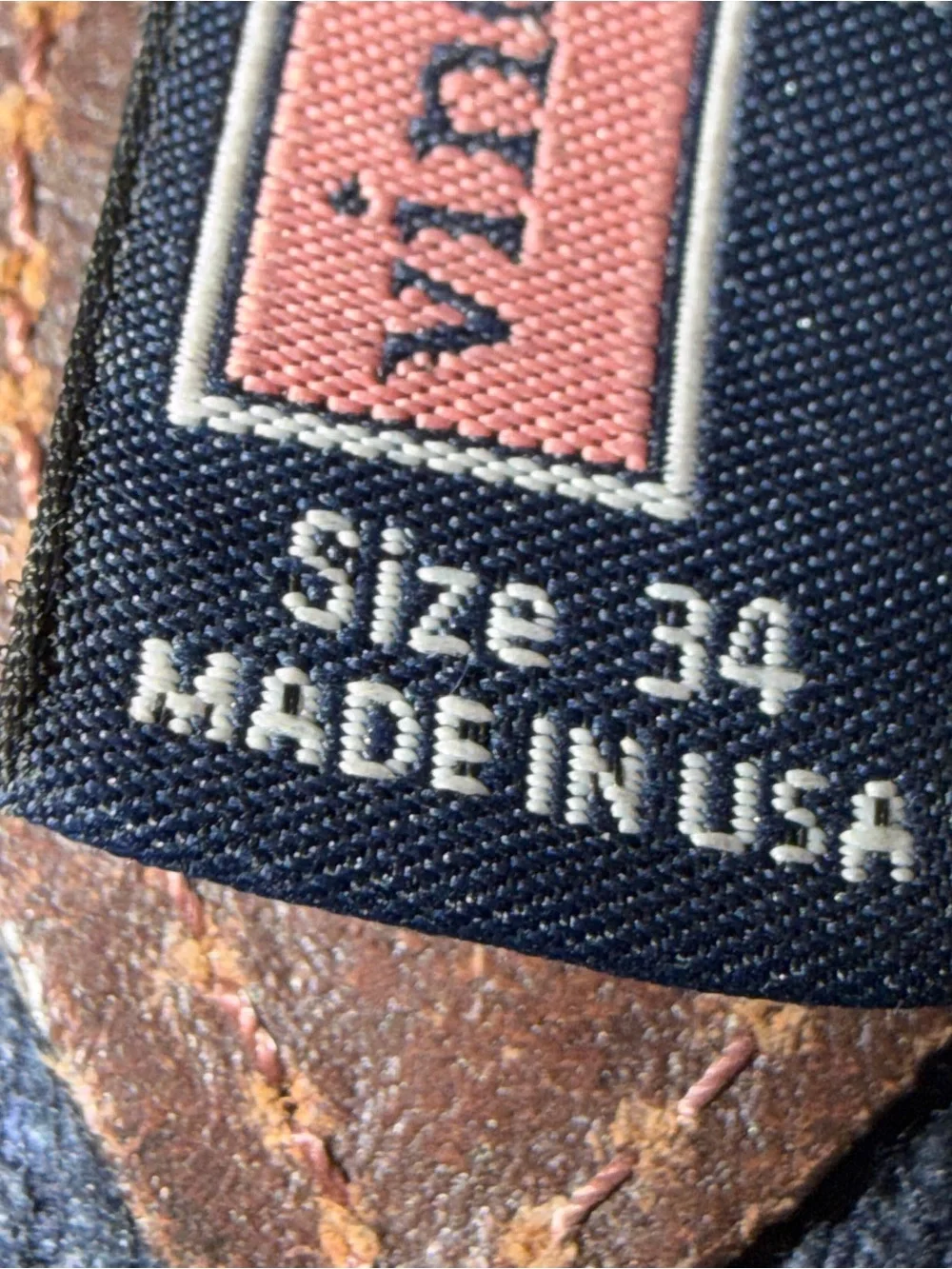 Vineyard Vines Pheasant Leather Canvas Brown Men’s Belt Brass Buckle Sz 34